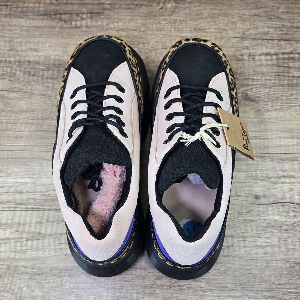Dr. Martens Buzz 5-Eye Women's 10 Pink Leopard Print Black Suede Platform Shoes - Picture 5 of 9